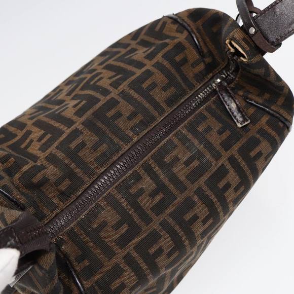 FENDI Zucca Canvas Vanity Pouch Brown Black Silver Auth 87877 - Picture 6 of 16